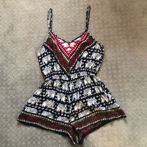 Wet Seal Elephant Patterned Romper